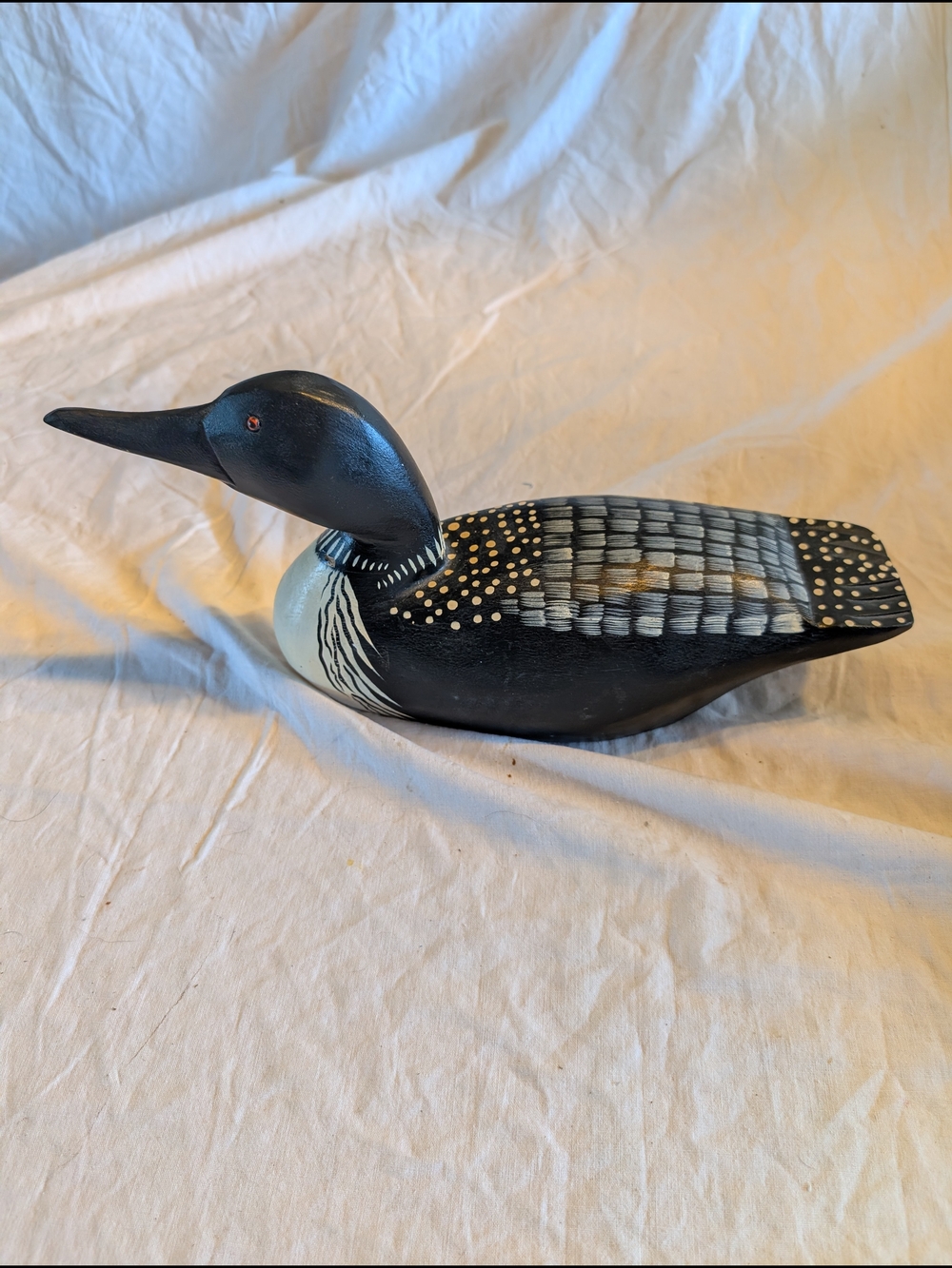 2/60$ Vintage Black and White Loon wood Figurine